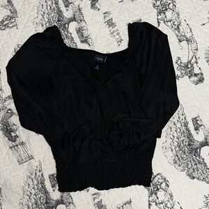 Daytrip Black Smocked Women's Blouse